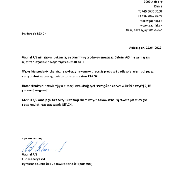 fighter - oswiadczenie REACH